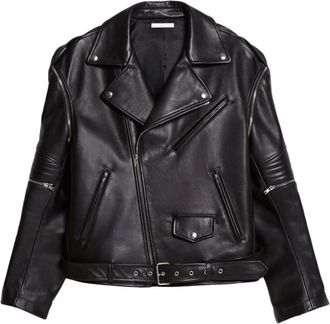 Helmut Lang belted leather biker jacket - men - Leather - S - Black