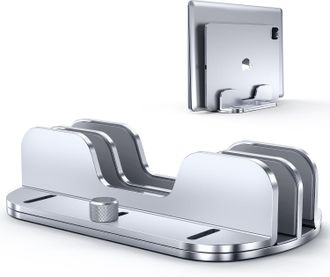 OEM Soporte Vertical Para Port&aacute;til, De Aluminio, Con Dos Ranuras Y Base Ajustable, Compatible Con Todos Los Port&aacute;tiles Macbook, Surface, Hp, Dell, Chromeb