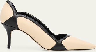 Manolo Blahnik Ruvian 70mm Two-Tone Leather Pumps