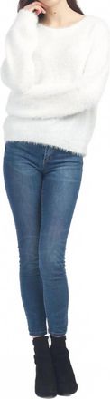 Papillon Lurex Infused Fuzzy Sweater In White