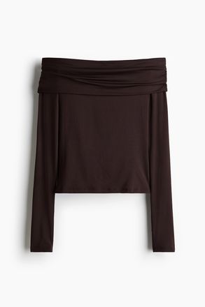 H&M Off-Shoulder-Shirt - Dunkelbraun