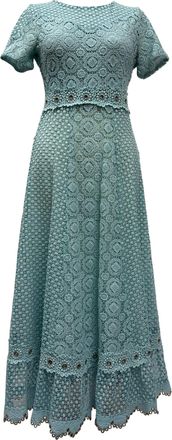 Maje kanten maxi-jurk in turquoise polyester