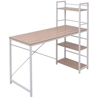 Berkfield Home Desk with 4-Tier Bookcase Oak in Brown