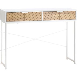 HOMCOM Homcom - Mesa de Consola 100x30x75 cm Mesa de Entrada con 2 Cajones de Almacenamiento y Marco de Metal Mueble Recibidor Moderno para Pasillo Sal&oacute;n