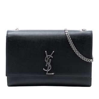Saint Laurent Tweedehands Medium Grain De Poudre Leren Monogram Kate Crossbody