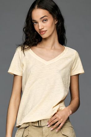 Pilcro The Bennie Cotton-Slub V-Neck Short-Sleeve Tee by Pilcro