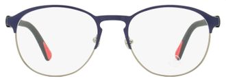 Moncler ML5192 Oval Metal-Rubber Frame Eyeglasses - Blue