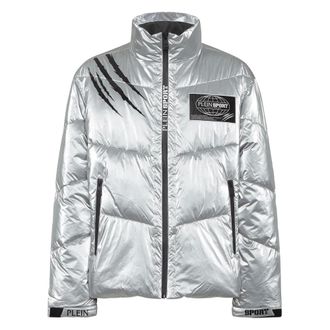 Plein Sport Jassen, Heren, Grijs, 2Xl, Nylon, Nylon Crease Puffer Jacket