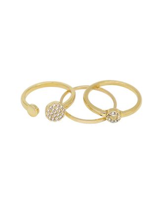 Ettika 18K Plated Crystal Open Circle Set Of 3 Rings