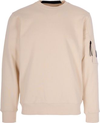 C.P. Company Beige Solid Crew Neck Sweatshirt