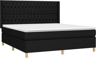 vidaXL Vidaxl - Cama Box Spring Colch&oacute;n Y Luces Led Tela Negro 180x200 Cm
