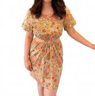 Lucca Couture Wildflower Charm Cutout Dress In Yellow