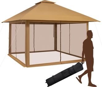 Costway 4m x 4m Pop up Gazebo Canopy Tent W/ Netting Mesh Sidewalls
