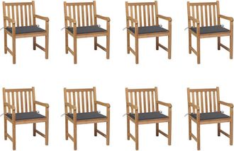 vidaXL Sillas De Jard&iacute;n 8 Uds Madera Maciza De Teca Cojines Antracita Vidaxl