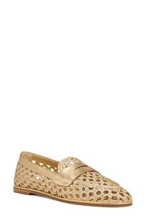 Stuart Weitzman Spencer Woven Loafer in Golden at Nordstrom, Size 10.5