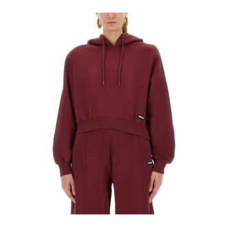 Rotate Rotate Birger Christensen - Terry Back Cropped Hoodie - Dames - Sweatshirts & Hoodies - Rood - Maat: M Katoen