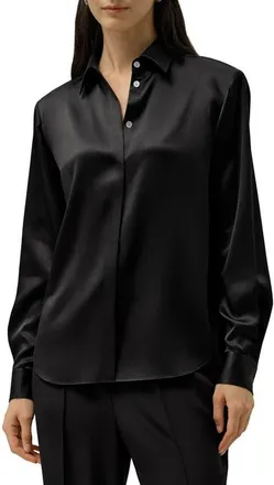 LilySilk X Lydia Tomlinson Bianca Shirt in Black at Nordstrom, Size X-Small