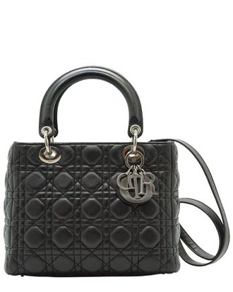 Dior Black Leather Lady Dior Handbag (Authentic Pre-Loved)