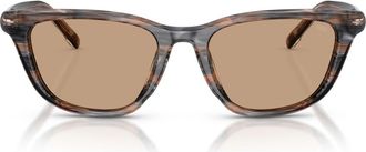 Diesel 52mm Cat Eye Sunglasses in Striated Grey /Light Brown at Nordstrom