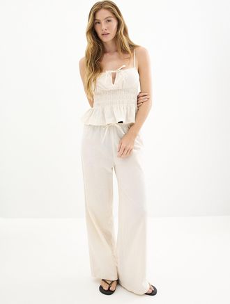 Simons Womens Fine cotton elastic-waist pant