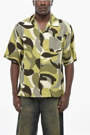 Marni Camicia Bowling in Satin di Viscosa con Motivo Astratto taglia 42