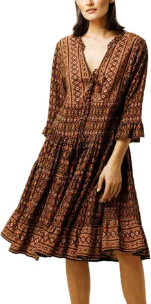 Lusana Evie Midi Dress In Copper