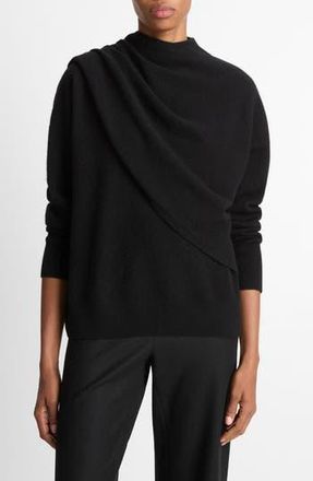 Vince Drape Neck Wool & Cashmere Sweater in Black at Nordstrom Rack, Size X-Large
