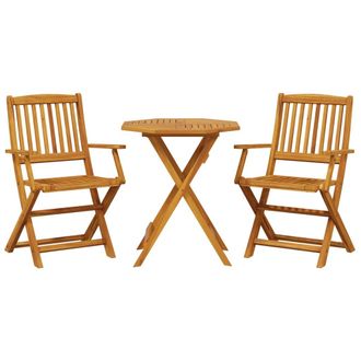 vidaXL Muebles Cafeter&iacute;a Plegables 3 Pzas Madera Maciza Acacia Vidaxl