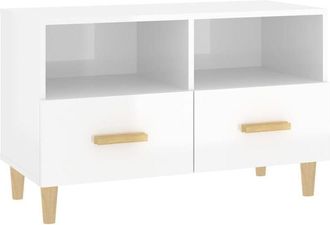 vidaXL Vidaxl - Mueble de tv madera contrachapada blanco brillo 80x36x50 cm