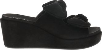 Corkys Footwear Womens Bowed Up Wedge Shoes In Black Faux Suede