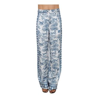 Fracomina Palazzo Trousers - female - Fracomina - Wide Trousers - Multicolor - L - Trousers
