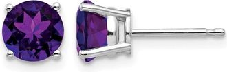 Diamond2Deal 14k White Gold 6mm Amethyst Earrings