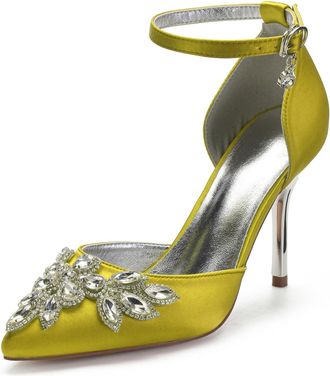 Miyoopark Womens High Heel Wedding Shoes Beaded Elegant Formal Party Pumps M530 Yellow UK 6.5