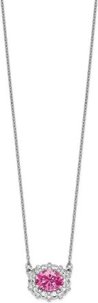 Diamond2Deal 14k White Gold 1 Ct Lab Grown Diamond and Created Pink Sapphire Pendant Necklace