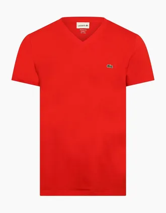 Lacoste Mens V Neck T Shirt - Red - Size: 36