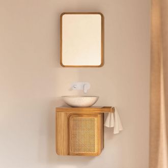 Sklum Conjunto De Mueble De Ba&ntilde;o Suspendido 60x40 Cm En Madera De Teca Georgy Sklum