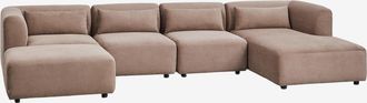 Sklum Divano Modulare Chaise Longue Destro A 4 Pezzi Con Pouf Fogler Sklum