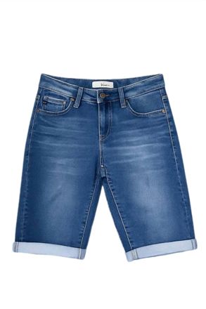 Kancan Womens Midrise Cuffed Bermuda Short In Blue