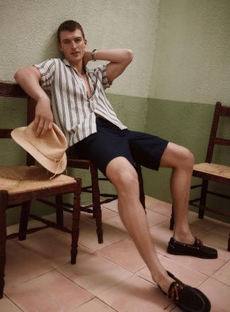 Le 31 Mens Cotton-linen Bermuda Shorts Inseam: 9