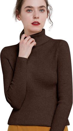 Generic Womens Jumpers High Neck Soft Blend Long Sleeve Loose Fit Pullover Sweater Knitted Casual Warm Winter Fashion Comfortable Wear Jumper