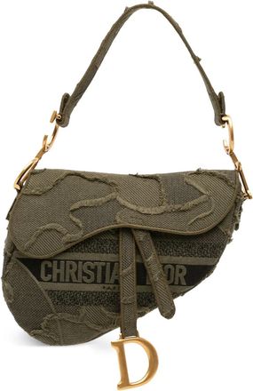 Dior 2019 Camouflage Canvas Embroidered Saddle Bag shoulder bag - women - Canvas/Leather - One Size - Green