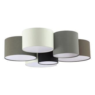 Loops Wall Flush Ceiling Light White Shade Brown Grey White Black Fabric E27 6x40W