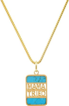 Established Mama Tried Pendant Necklace in Turquoise at Nordstrom