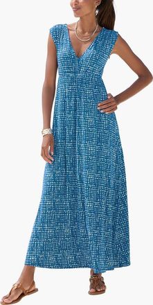 Lascana Print V-Neck Maxi Dress in Blue-Printed at Nordstrom, Size 14