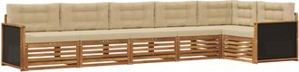 vidaXL Conjunto De Sof&aacute;s De Exterior 6 Uds. Natural Y Beige Poli&eacute;ster Vidaxl