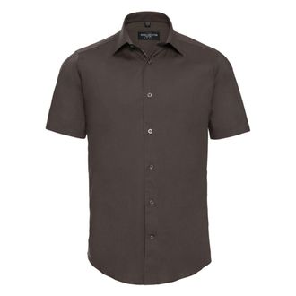 Russell Athletic Russell Collection Heren Stretch Overhemd Met Korte Mouwen (Chocolade)
