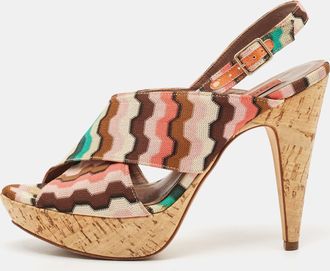 Missoni Multicolor Fabric Peep Toe Slingback Sandals