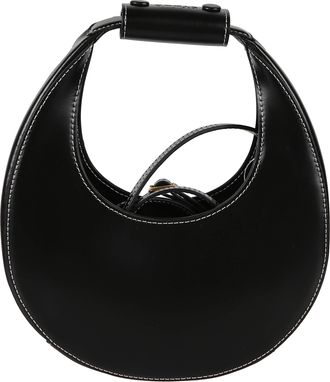 Staud Crescent Moon Shoulder Bag with Gold Hardware and Contrasting Stitching