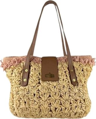 Chanel Pre-owned Shoulder Bags, female, Beige, Size: ONE SIZE Pre-owned Raffia Shoulder Bag