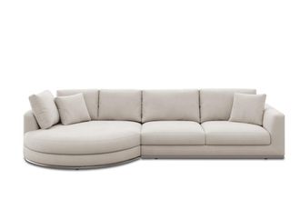 Castlery Hamilton Round Chaise Sectional Sofa Left Facing Customized, Cream Performance Fleece, Spill Resistant, Removable Covers for Castlery Sofas